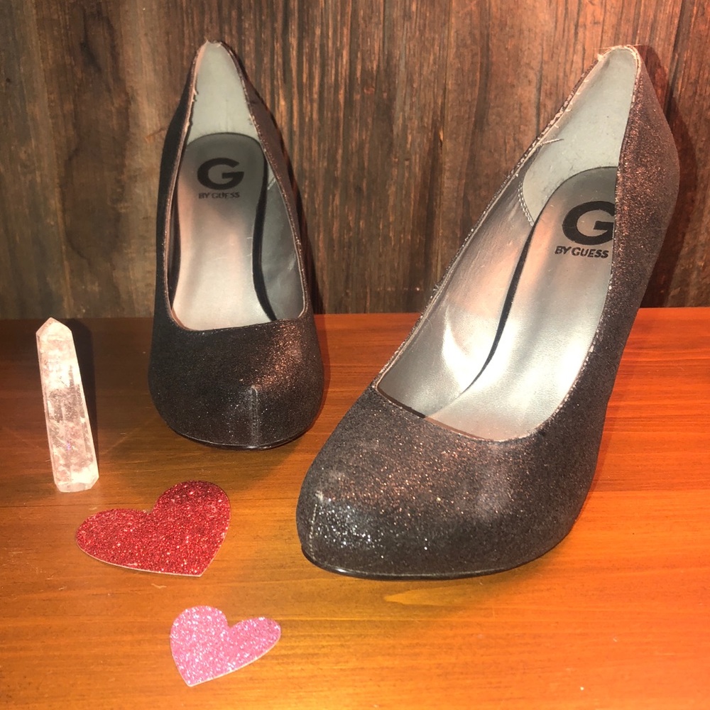 Black Guess Glitter platform Stilettos